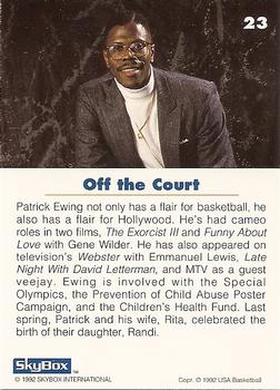 1992 SkyBox USA #23 Patrick Ewing Back