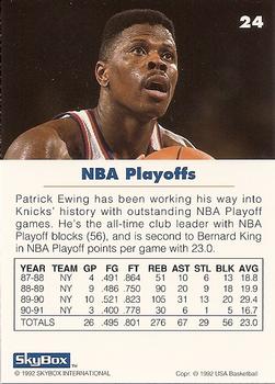 1992 SkyBox USA #24 Patrick Ewing Back