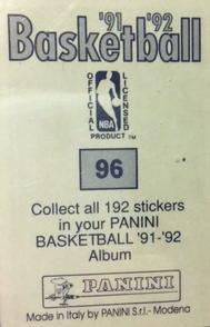 1991-92 Panini Stickers #96 Michael Jordan Back