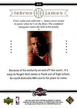 2003 Upper Deck LeBron James Box Set #20 LeBron James Back