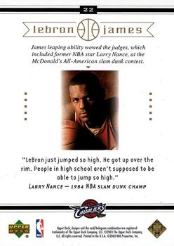 2003 Upper Deck LeBron James Box Set #22 LeBron James Back