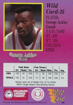 1991-92 Wild Card - 20 Stripe #25 George Ackles Back