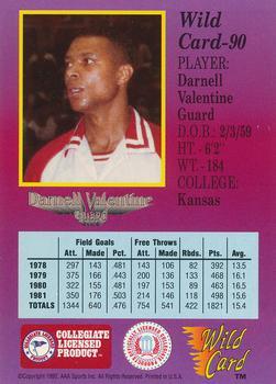 1991-92 Wild Card - 50 Stripe #90 Darnell Valentine Back