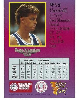 1991-92 Wild Card - 5 Stripe #65 Pace Mannion Back