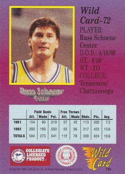 1991-92 Wild Card - 5 Stripe #72 Russ Schoene Back