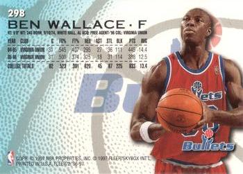 1996-97 Fleer European #298 Ben Wallace Back