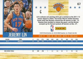 2011-12 Hoops #67 Jeremy Lin Back