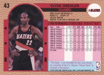 1992-93 Fleer Drake's #43 Clyde Drexler Back