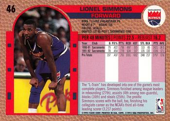 1992-93 Fleer Drake's #46 Lionel Simmons Back
