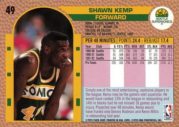 1992-93 Fleer Drake's #49 Shawn Kemp Back