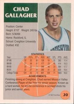 1991 Front Row - Gold #20 Chad Gallagher Back
