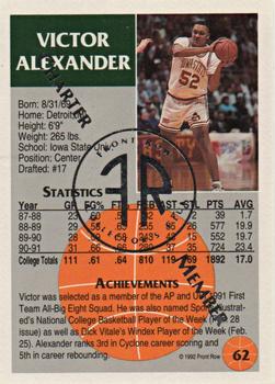 1991 Front Row Update - Silver Charter Member #62 Victor Alexander Back