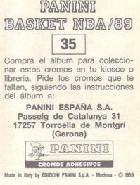 1988-89 Panini Stickers (Spanish) #35 Mark Jackson Back