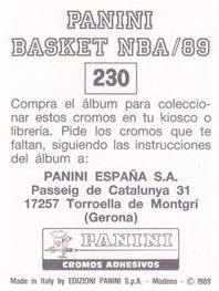 1988-89 Panini Stickers (Spanish) #230 Kevin Duckworth Back