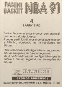 1990-91 Panini Stickers (Spanish) #4 Larry Bird Back