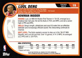 2007-08 Bowman #19 Luol Deng Back