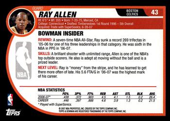 2007-08 Bowman #43 Ray Allen Back