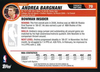 2007-08 Bowman #70 Andrea Bargnani Back