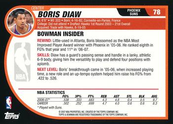 2007-08 Bowman #78 Boris Diaw Back