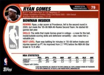 2007-08 Bowman #79 Ryan Gomes Back