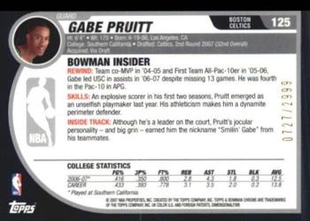2007-08 Bowman #125 Gabe Pruitt Back