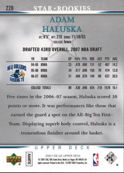 2007-08 Upper Deck #228 Adam Haluska Back