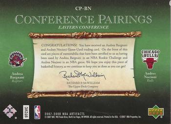 2007-08 Upper Deck Artifacts - Conference Pairings Patches #CP-BN Andrea Bargnani / Andres Nocioni Back