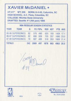 1988 Kenner Starting Lineup Cards #3538122030 Xavier McDaniel Back