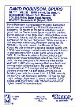 1990 Kenner Starting Lineup Cards #5140509050 David Robinson Back