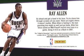 2011-12 Hoops - A Night to Remember #14 Ray Allen Back