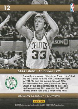 2011-12 Hoops - Hall of Fame Heroes #12 Larry Bird Back