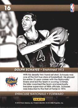 2011-12 Hoops - Hall of Fame Heroes #16 Dolph Schayes Back