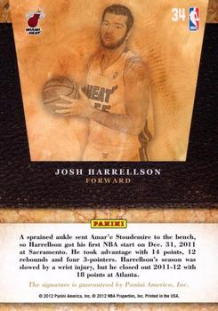 2011-12 Panini Limited - 2011 Draft Pick Redemptions Autographs #34 Josh Harrellson Back