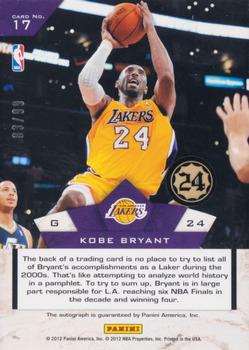 2011-12 Panini Limited - Decade Dominance Signatures #17 Kobe Bryant Back