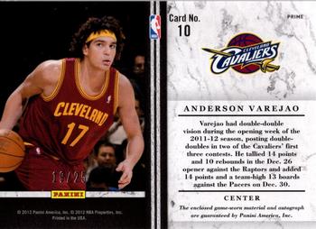 2011-12 Panini Limited - Jumbo Jersey Numbers Signatures Prime #10 Anderson Varejao Back
