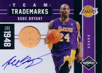2011-12 Panini Limited - Team Trademarks Materials Signatures #1 Kobe Bryant Front