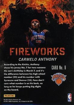 2011-12 Panini Past & Present - Fireworks #9 Carmelo Anthony Back