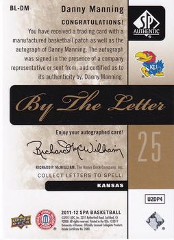 2011-12 SP Authentic - By the Letter #BL-DM Danny Manning Back