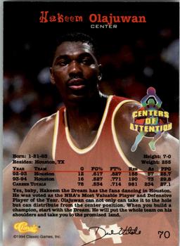 1994 Classic Draft - Gold #70 Hakeem Olajuwon Back