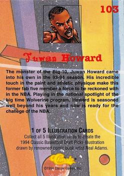 1994 Classic Draft - Printer's Proofs #103 Juwan Howard Back