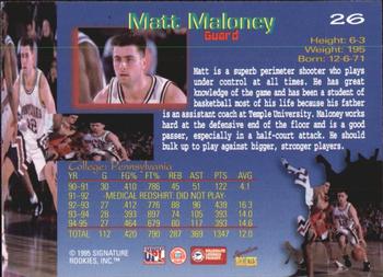 1995 Signature Rookies Draft Day #26 Matt Maloney Back