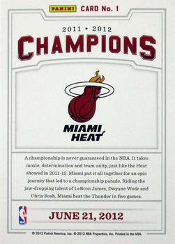 2012-13 Hoops #1 Miami Heat Champions Back