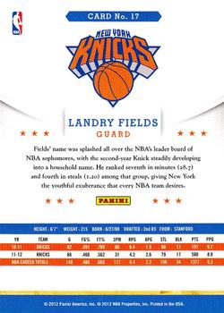 2012-13 Hoops #17 Landry Fields Back