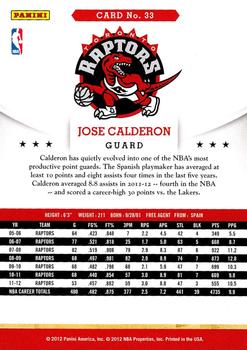 2012-13 Hoops #33 Jose Calderon Back