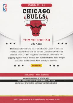 2012-13 Hoops #81 Tom Thibodeau Back