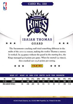 2012-13 Hoops #250 Isaiah Thomas Back
