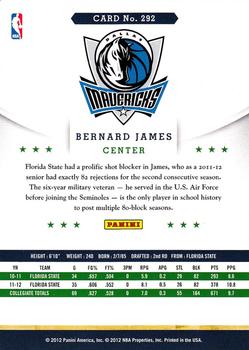 2012-13 Hoops #292 Bernard James Back