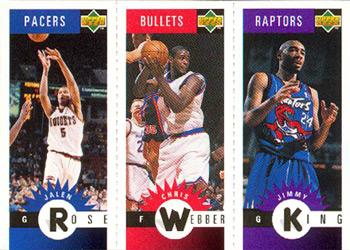 1996-97 Collector's Choice German - Mini-Cards Panels #M21 / M88 / M79 Jalen Rose / Chris Webber / Jimmy King Front