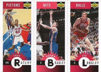 1996-97 Collector's Choice Italian - Mini-Cards Panels #M26 / M52 / M13 Theo Ratliff / Shawn Bradley / Luc Longley Front