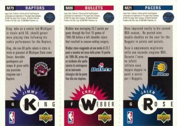 1996-97 Collector's Choice Italian - Mini-Cards Panels #M21 / M88 / M79 Jalen Rose / Chris Webber / Jimmy King Back
